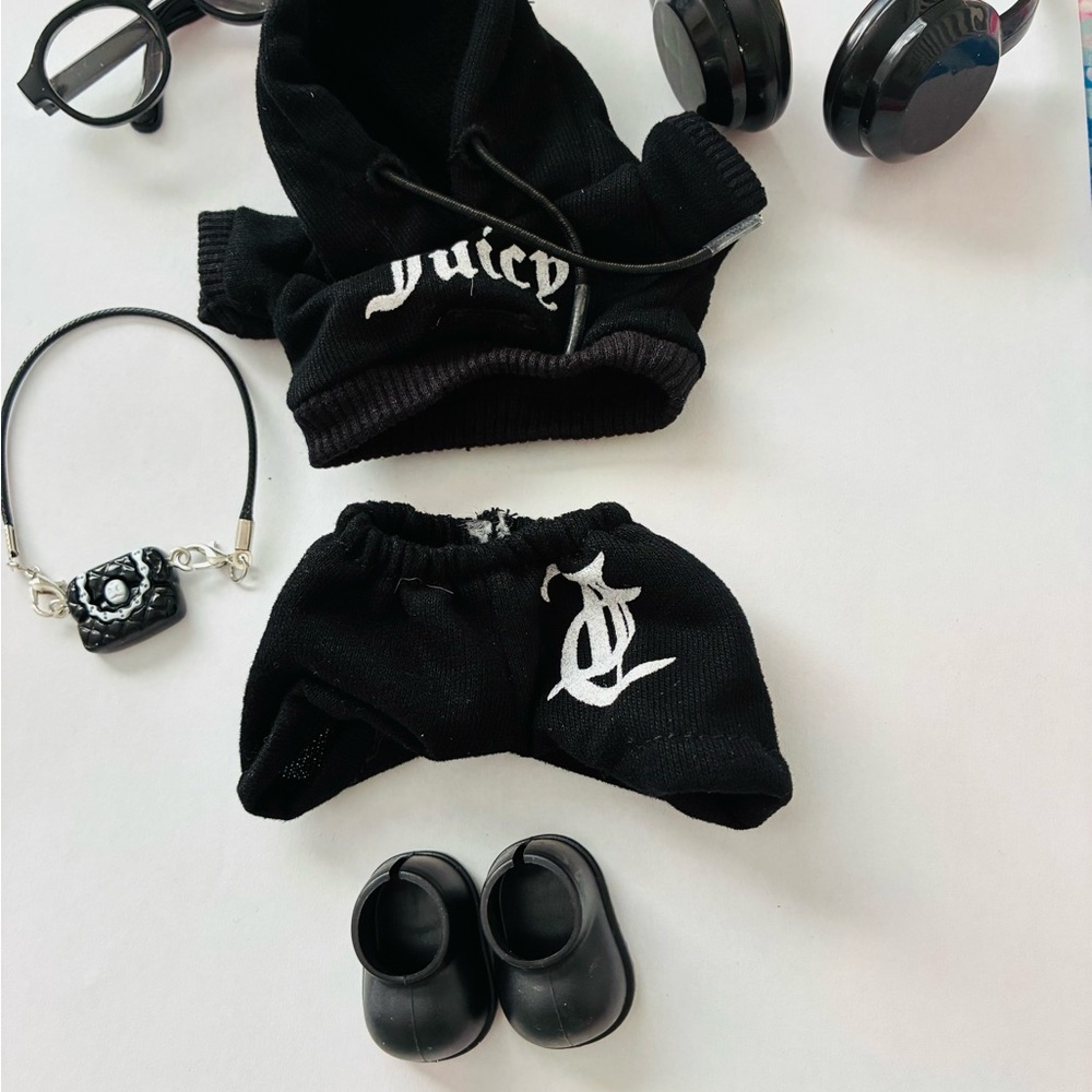 Labubu 6 piece outfit Black Mini Hoodie & Shorts juicy couture - Picture 2 of 2
